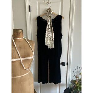 2 Piece Black Lounge Set Comfortable Versatile 100% Silk Scarf Included XL